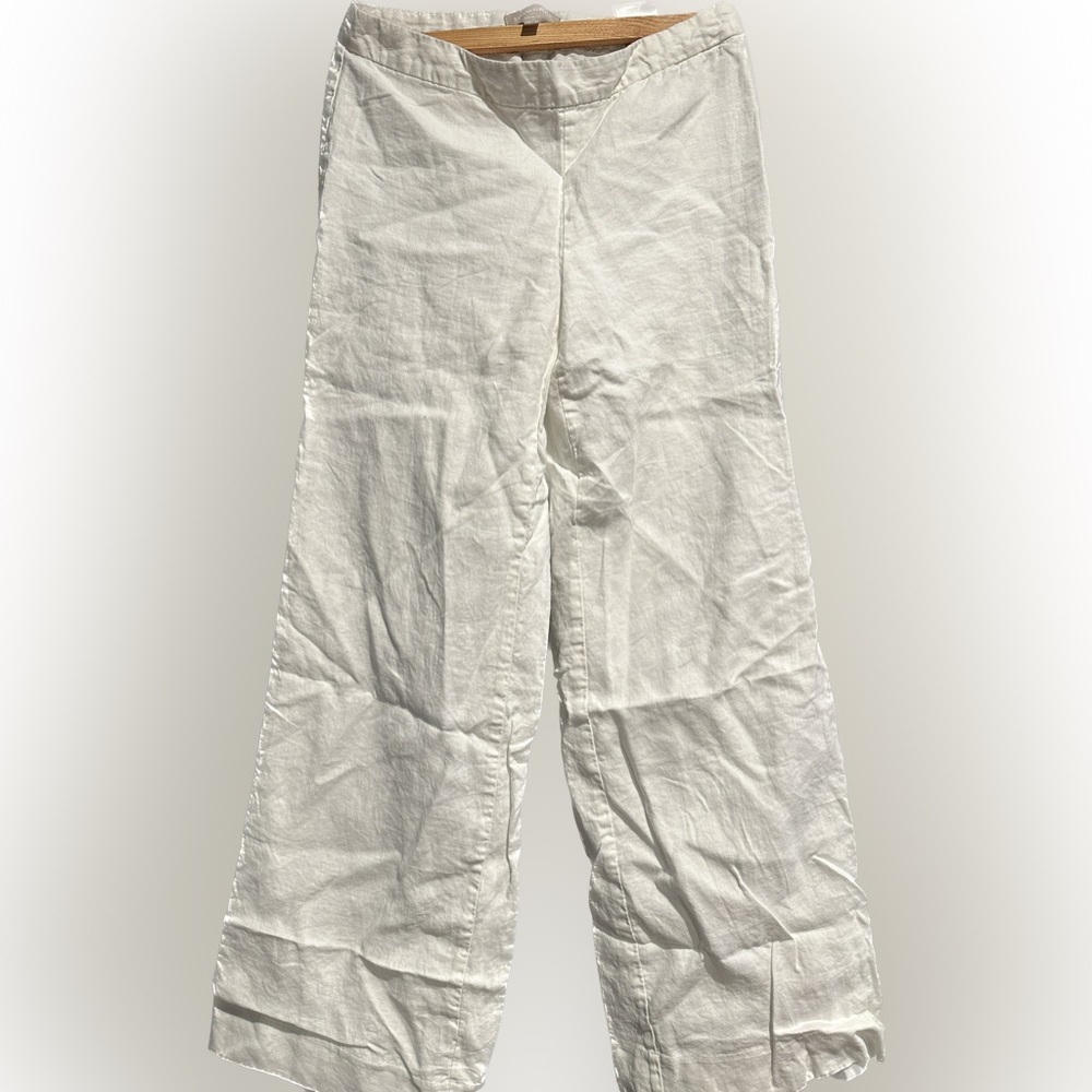 100% Linen Banana Republic White Wide-leg Pants Sz 6
